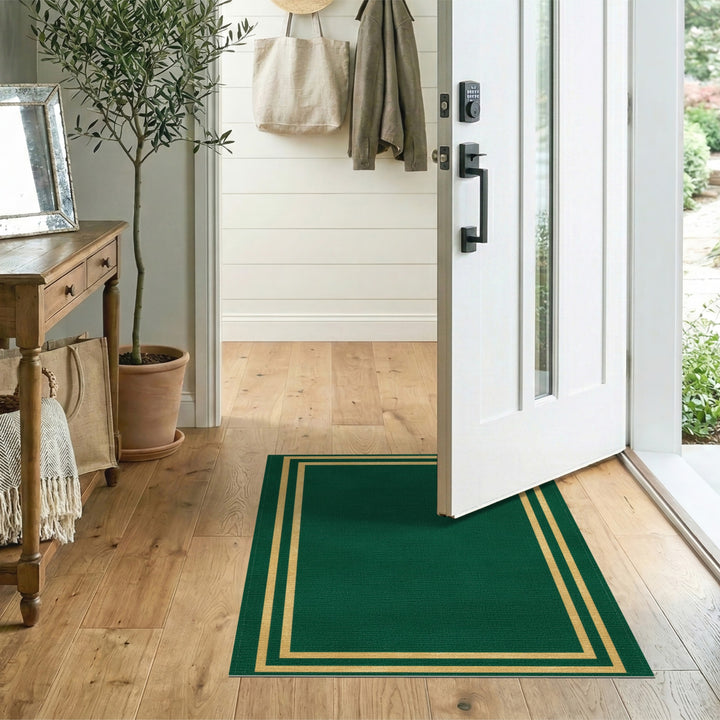 Green Gold Double Border Area Rug