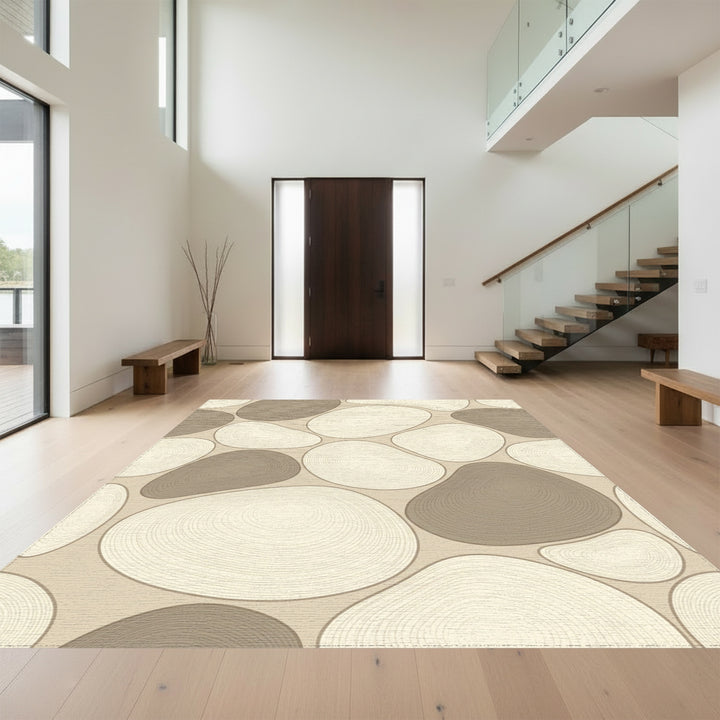 Neutral Organic Pebble Textural Rug