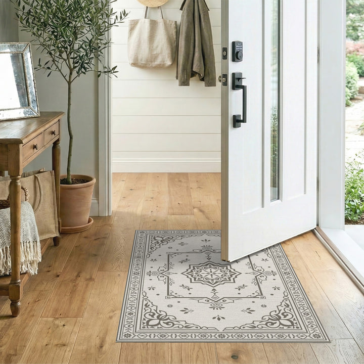Grey Persian Medallion Area Rug