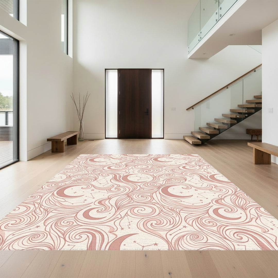 Rose Celestial Swirl Moon Constellation Rug