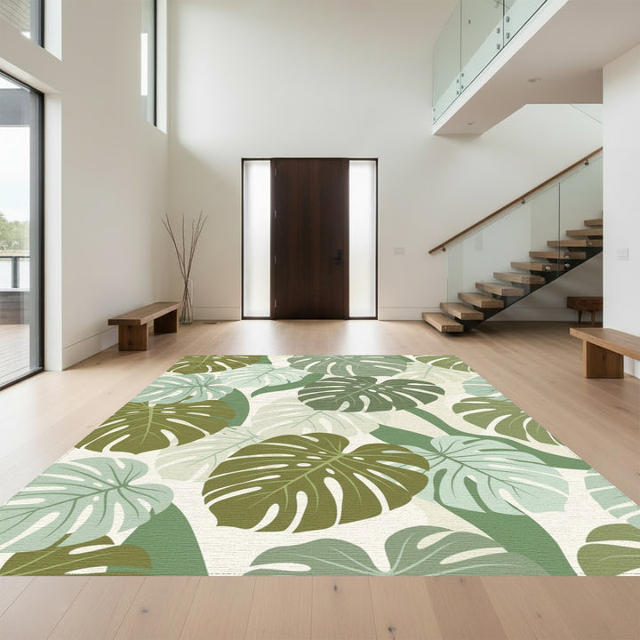Tropical Monstera Leaf Medley Rug