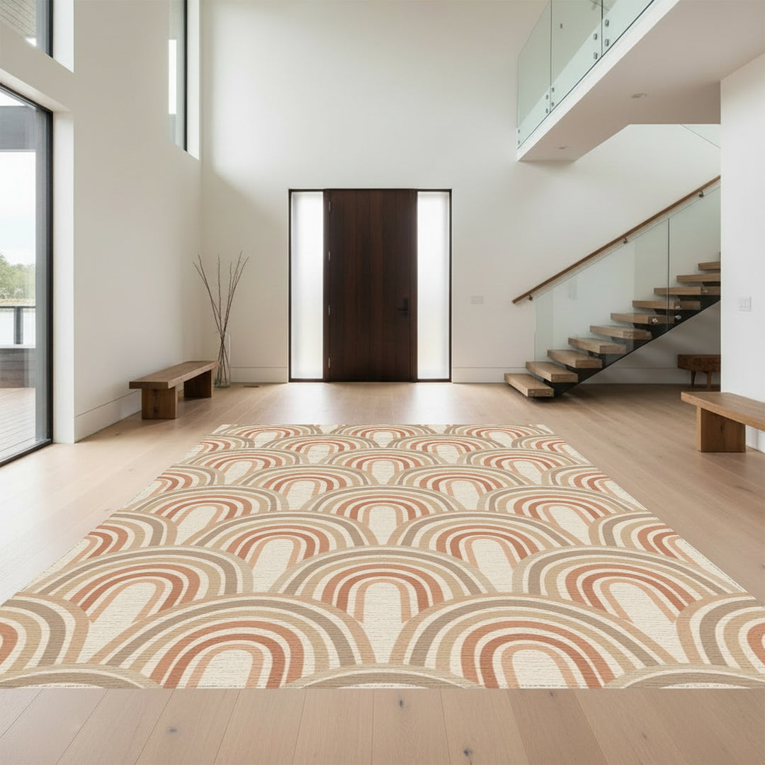 Boho Earth Tones Layered Rainbow Rug