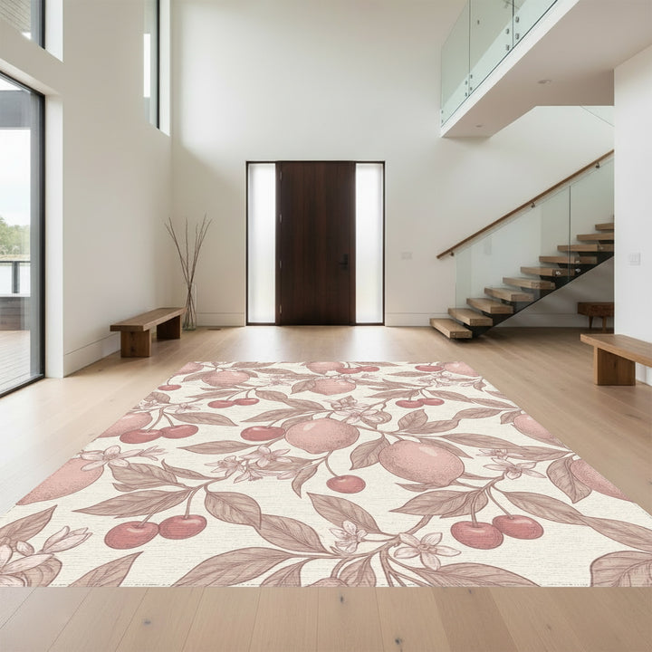 Dusty Rose Lemon Cherry Branches Rug