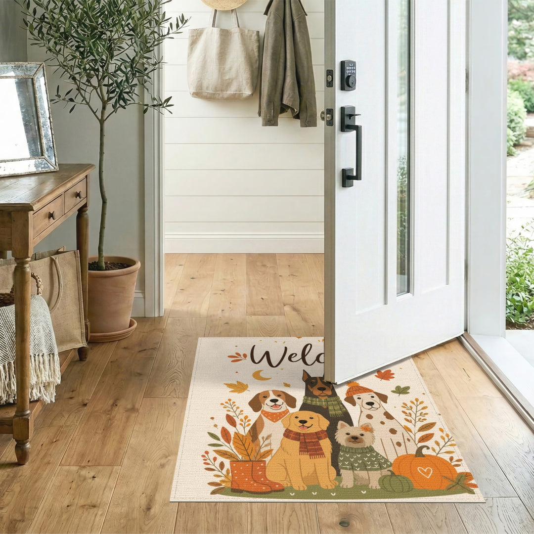 Autumn Dogs Welcome Area Rug
