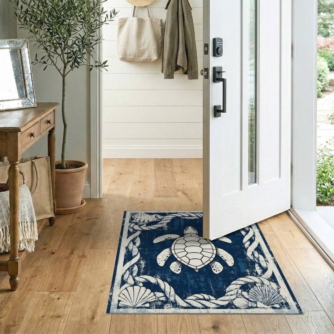 Coastal Sea Turtle Area Rug