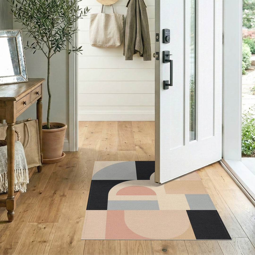 Beige Geometric Modern Area Rug