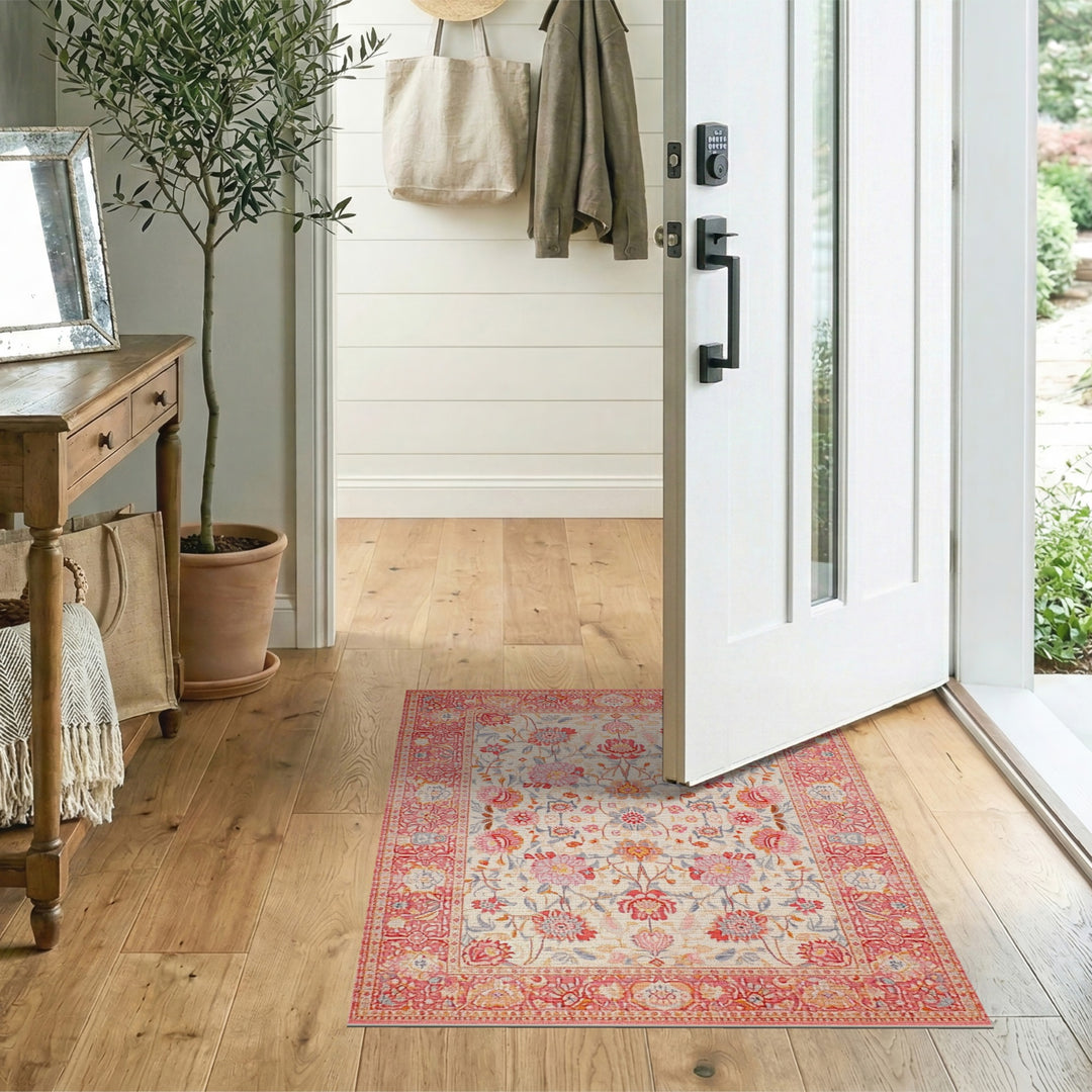 Pink Floral Vintage Area Rug