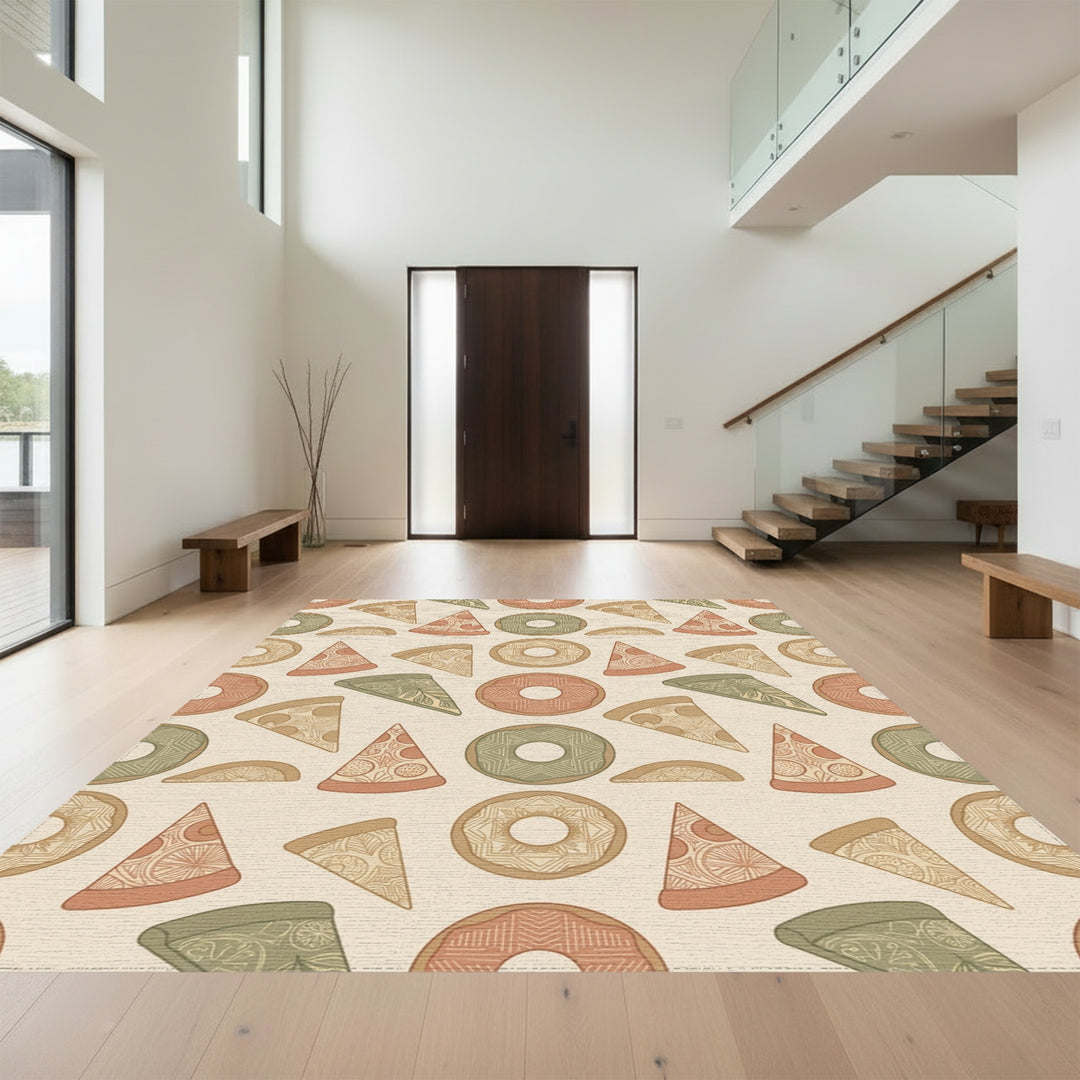 Earthy Doughnut Pizza Slice Collection Rug