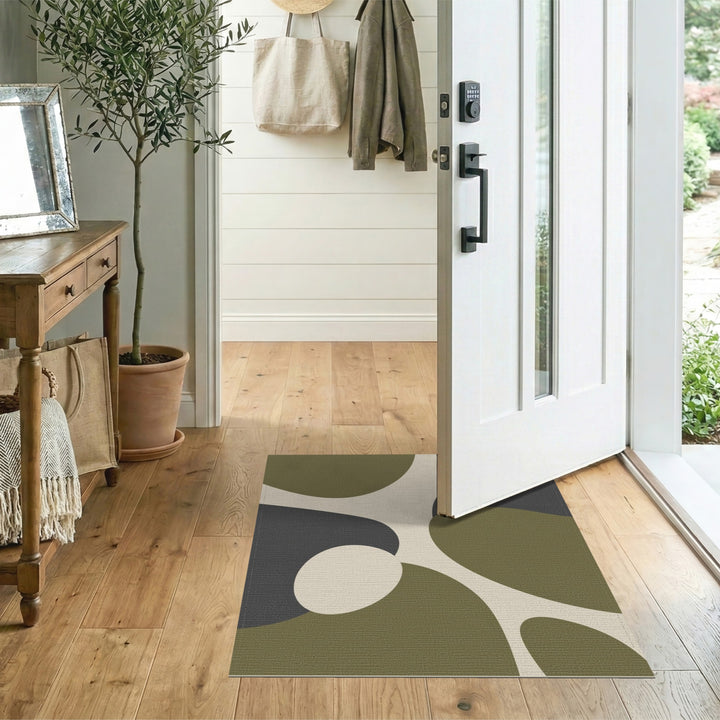 Green Organic Abstract Area Rug