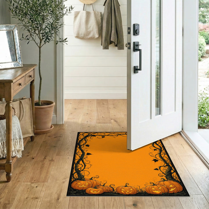 Pumpkin Vine Halloween Orange Area Rug