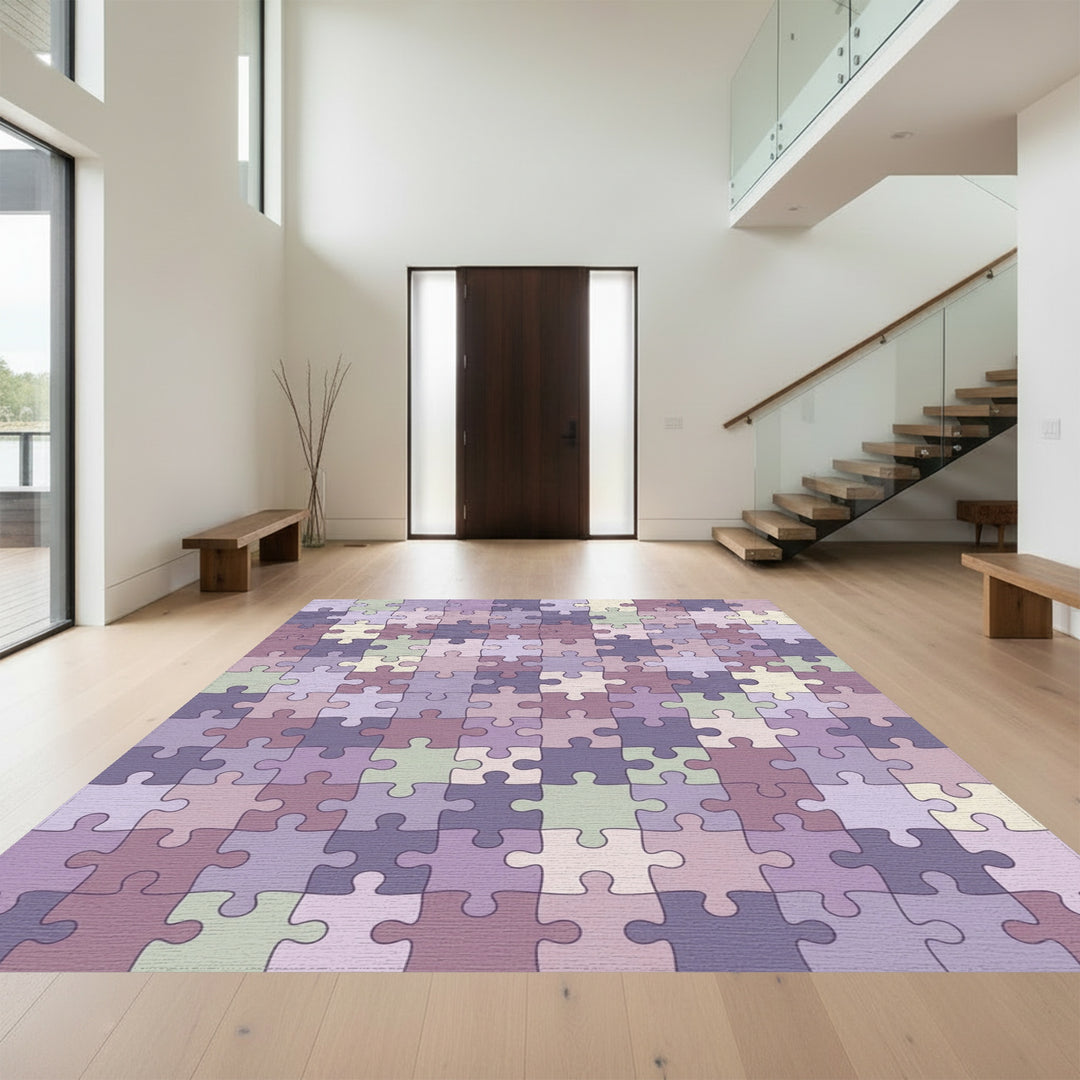 Soft Pastel Puzzle Pieces Rug