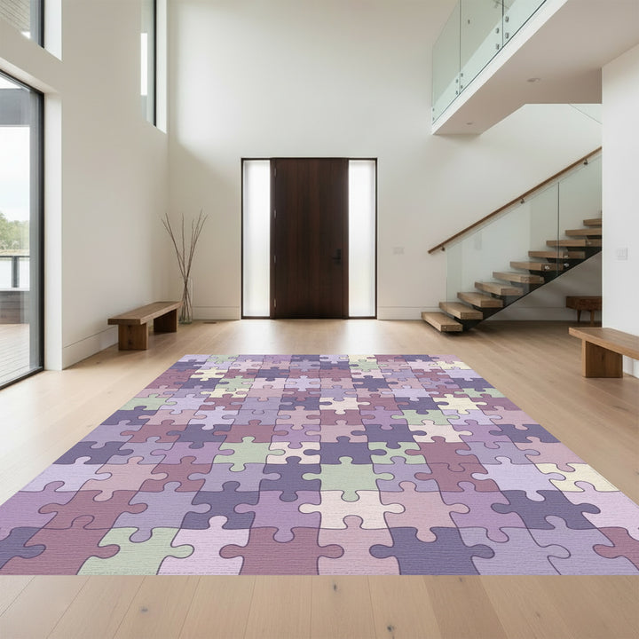 Soft Pastel Puzzle Pieces Rug