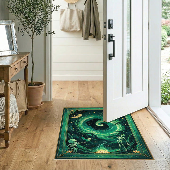 Mystic Green Vortex Skeleton Area Rug