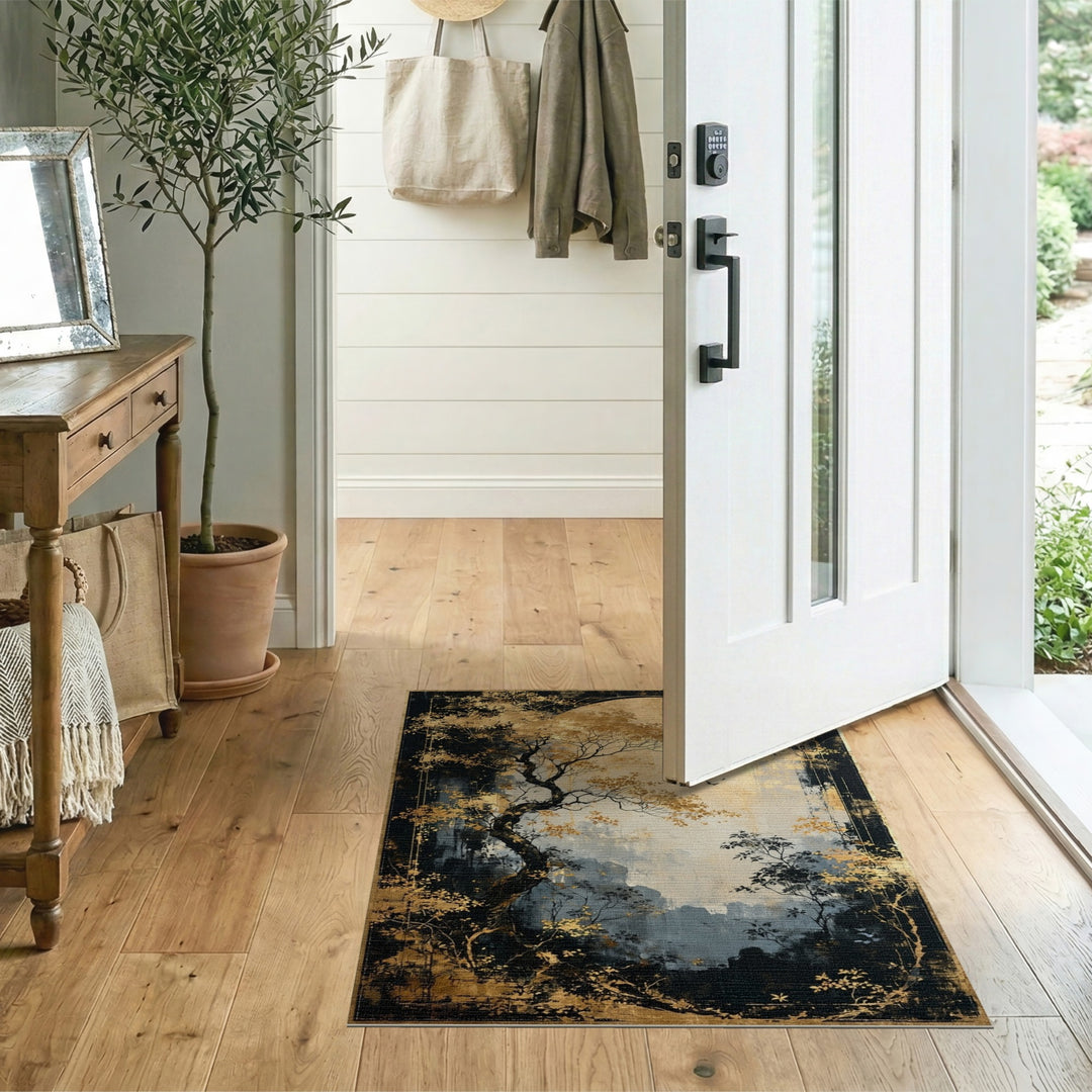 Golden Moonlit Tree Area Rug