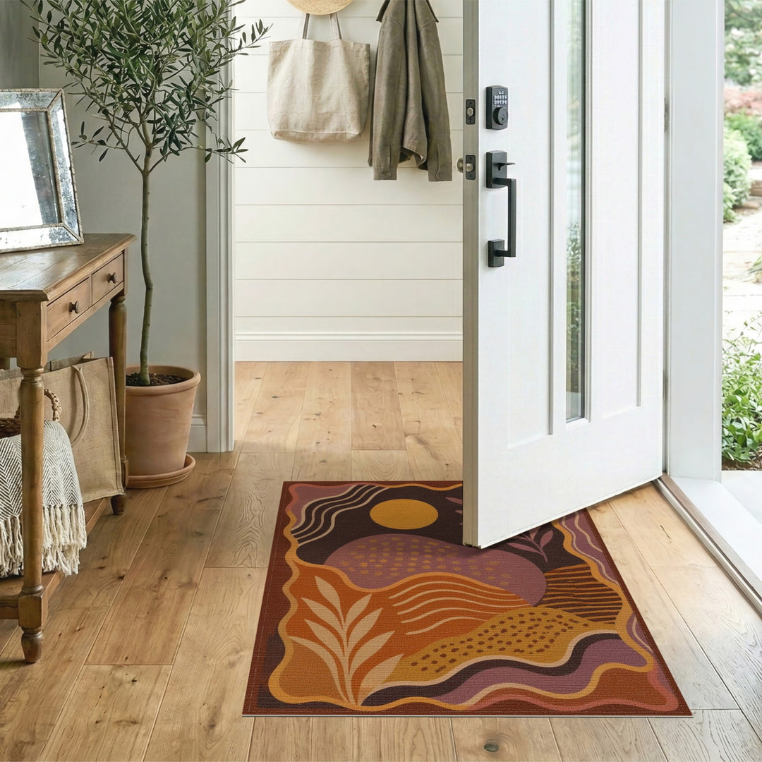 Abstract Orange Sunset Area Rug