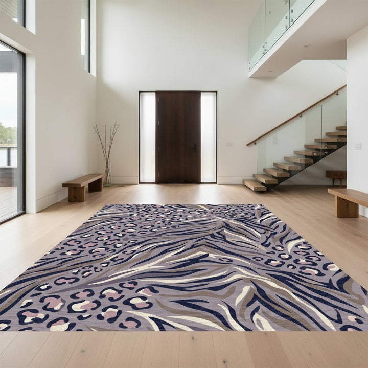 Earthy Leopard Zebra Blend Rug