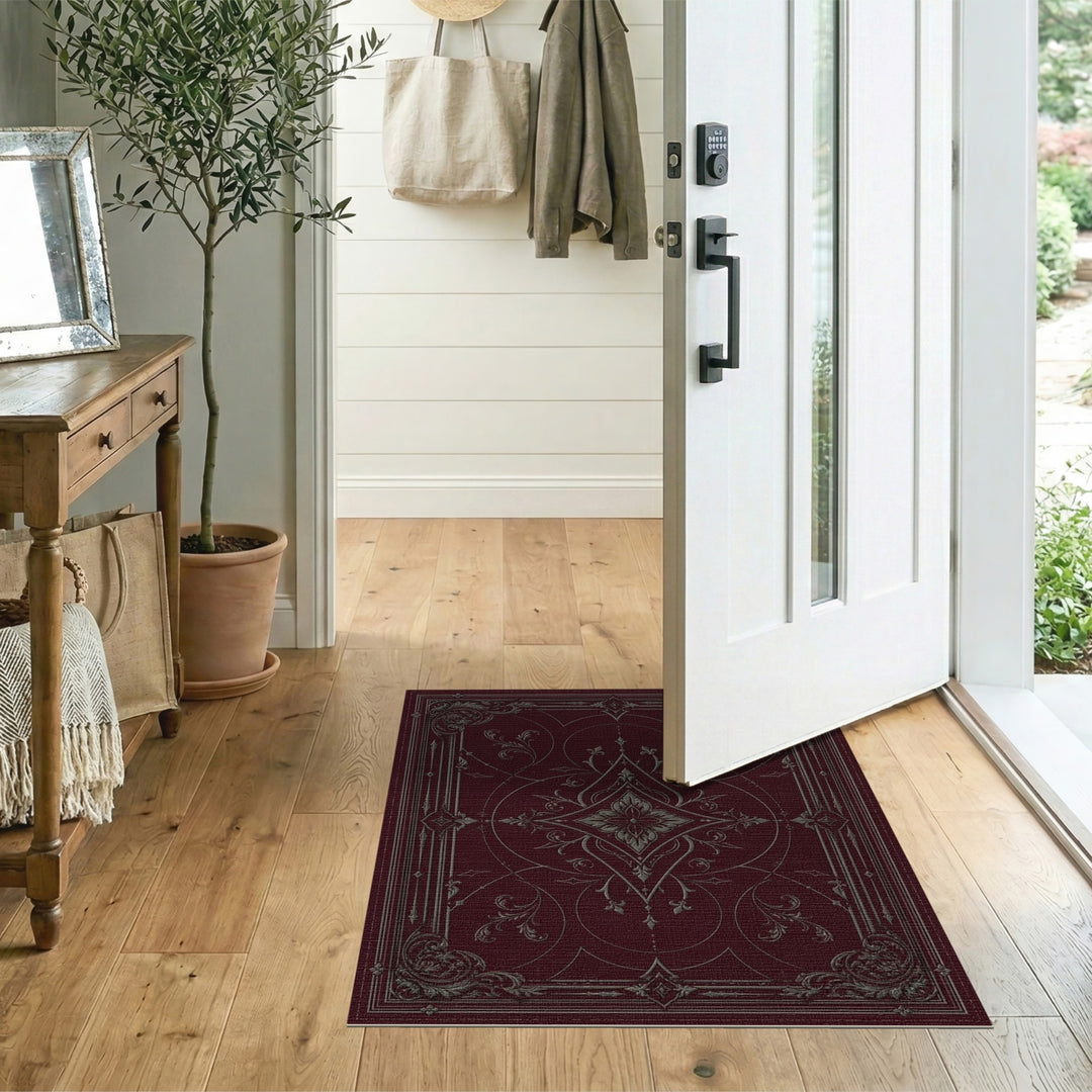 Red Ornate Medallion Area Rug