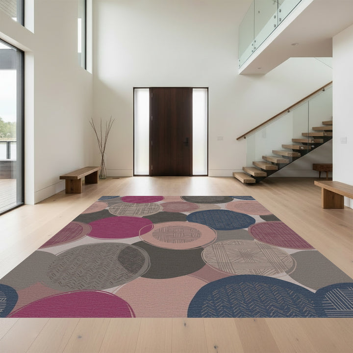 Muted Circles Textured Collage Rug