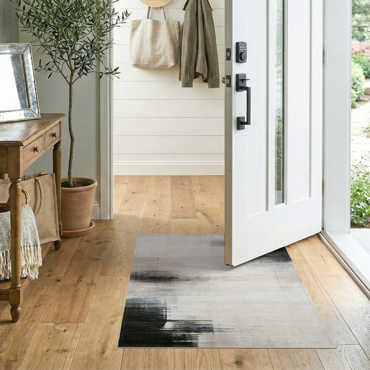 Abstract Area Abstract Black White Area Rug