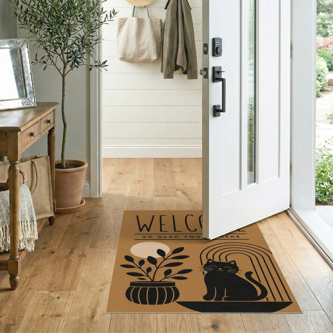 Boho Welcome Cat Area Rug