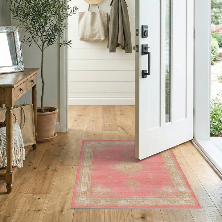 Pink Distressed Vintage Area Rug