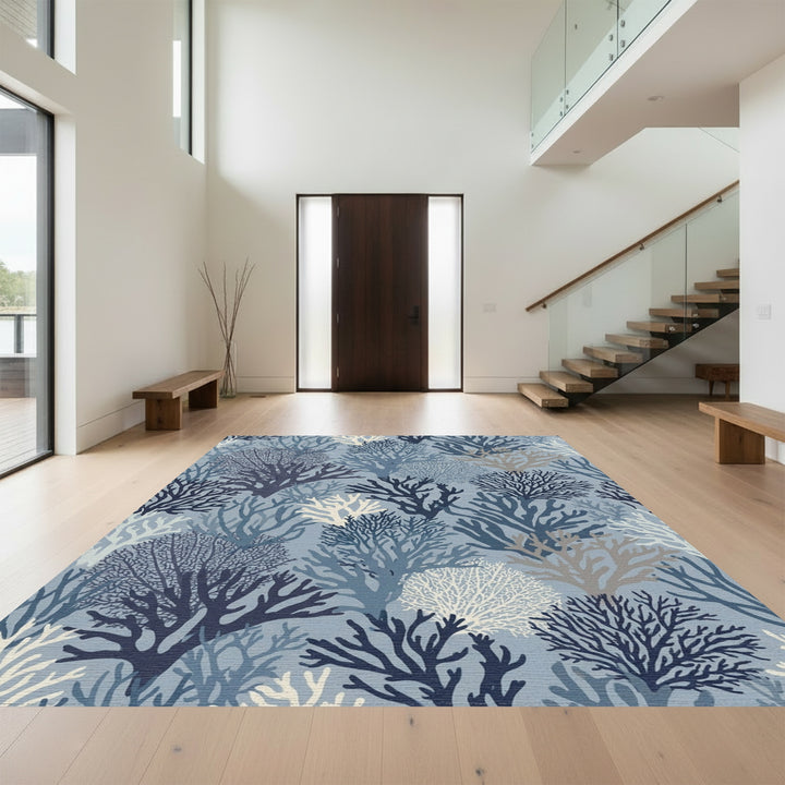 Deep Blue Coral Reef Collection Rug