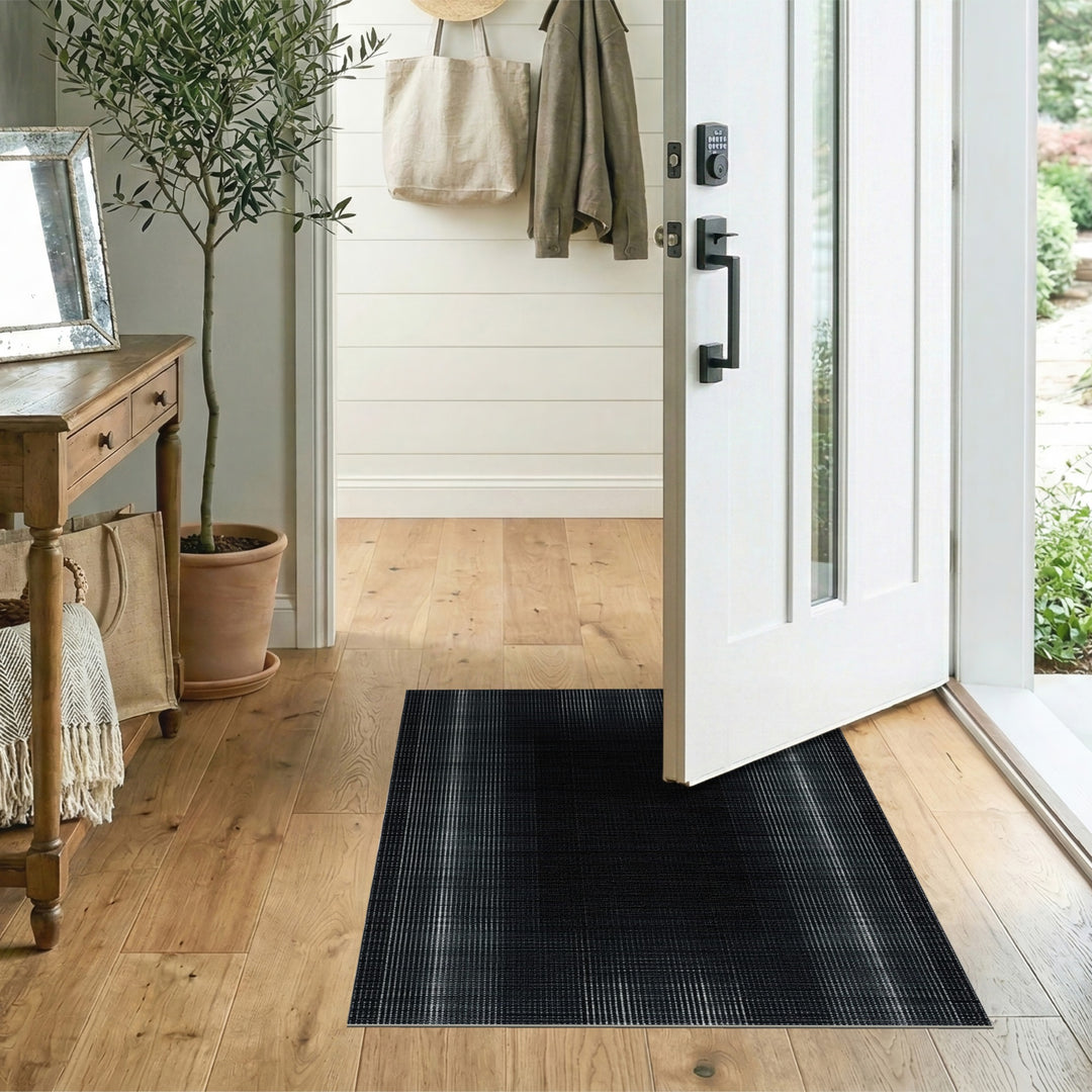 Black White Geometric Plaid Black and White Area Rug
