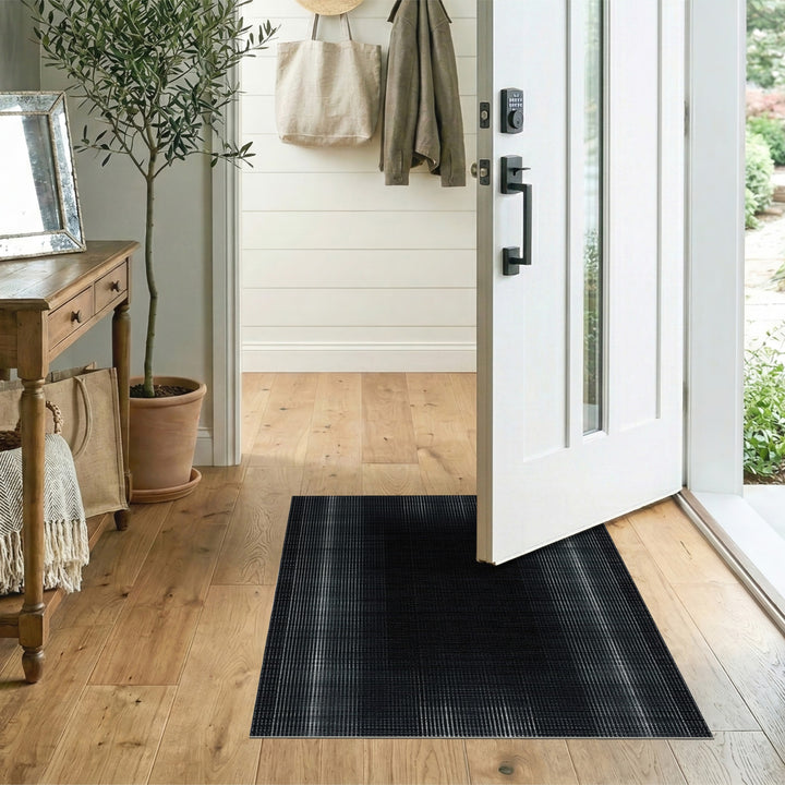 Black White Geometric Plaid Black and White Area Rug