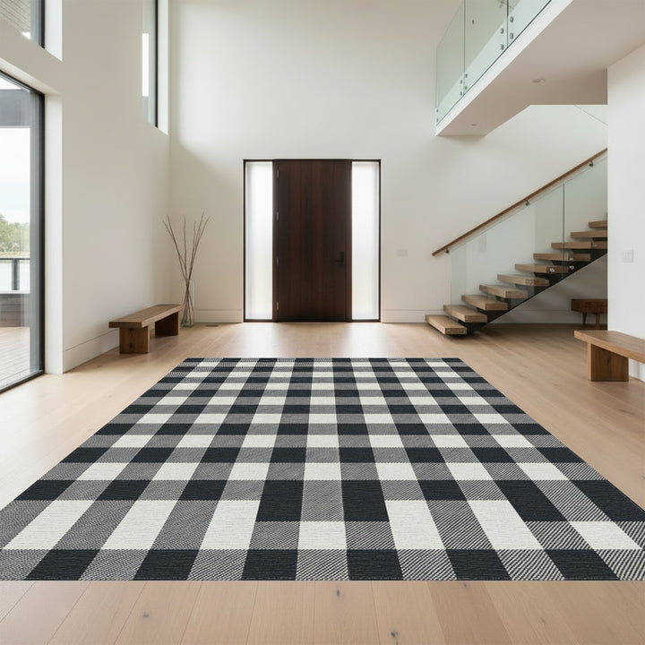 Black and White Buffalo Check Plaid Rug