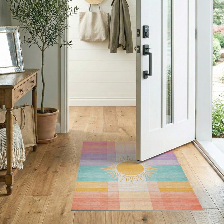 Sunburst Pastel Plaid Area Rug