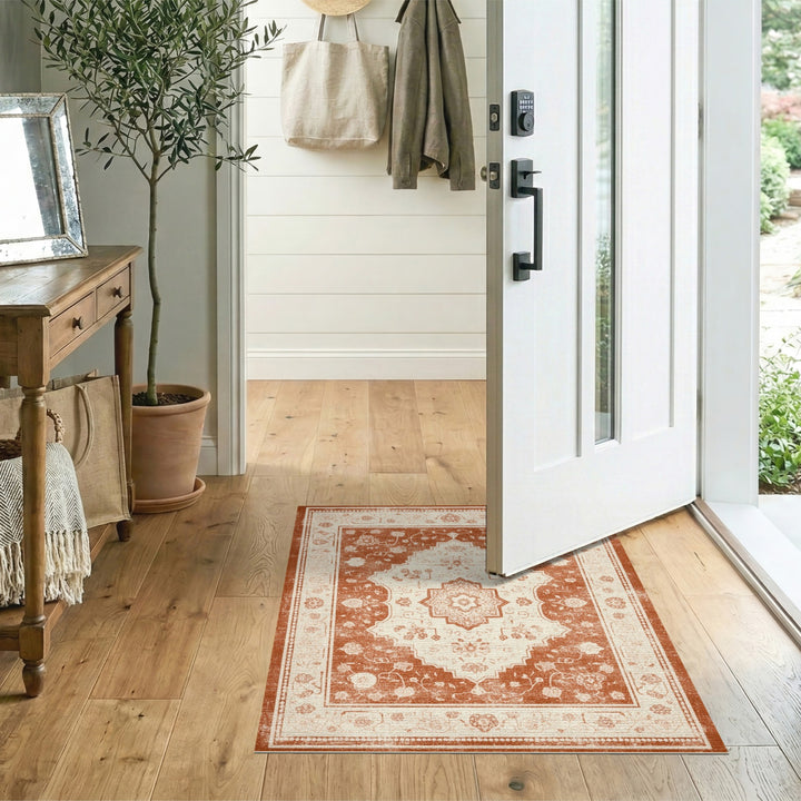 Red Floral Vintage Area Rug