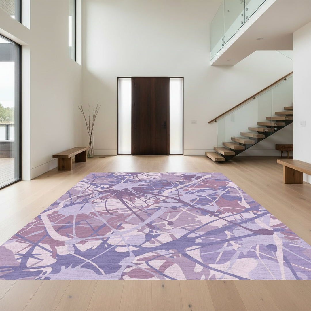 Lavender Splatter Abstract Splash Rug