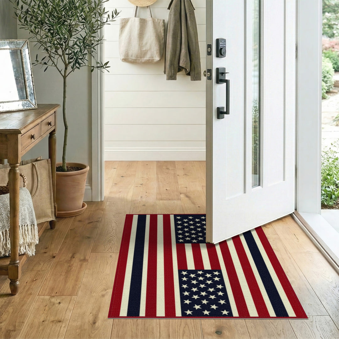 Patriotic Multi-color and Patterns Patriotic Stars and Stripes Area Rug