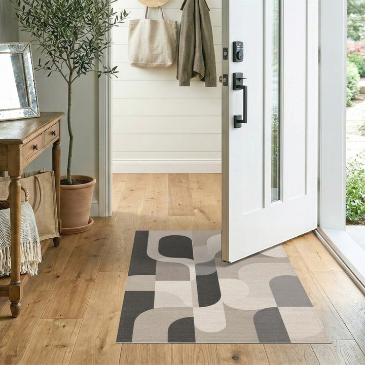 Beige Geometric Modern Area Rug