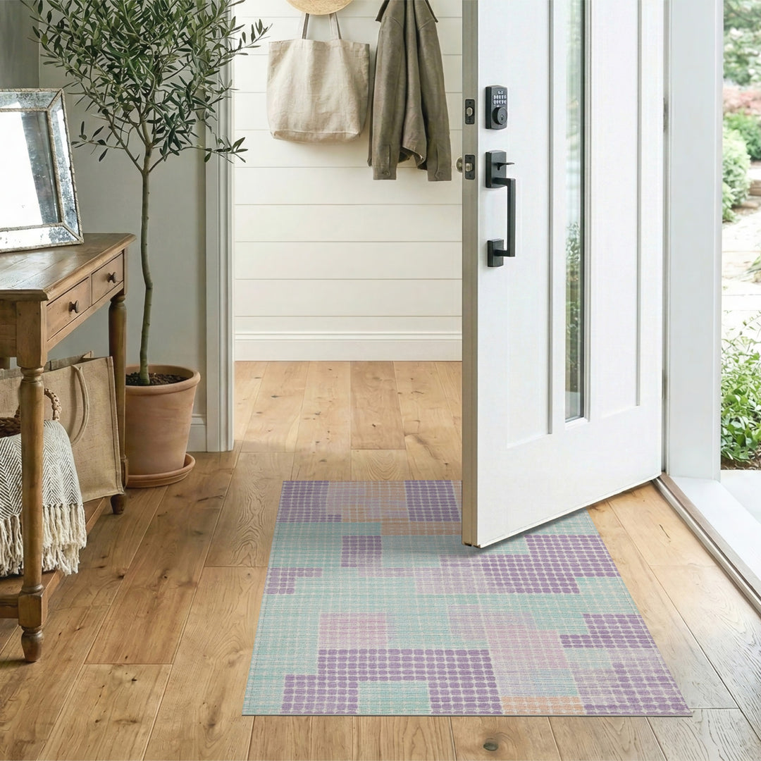 Soft Pastel Geometric Dot Area Rug