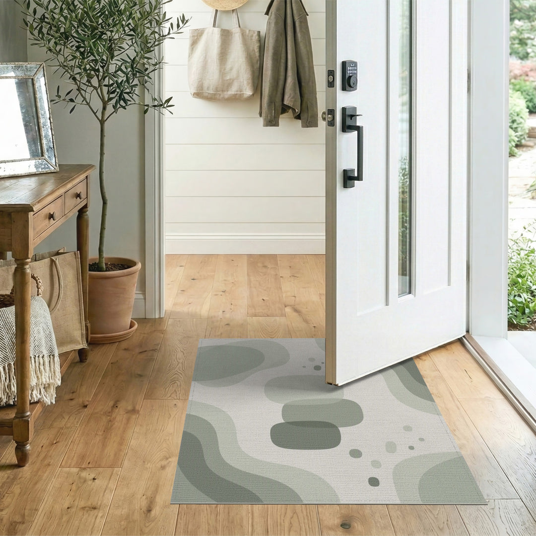 Sage Green Organic Abstract Area Rug