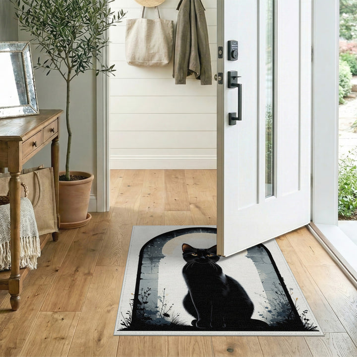 Black Cat Moonlit Arch Area Rug
