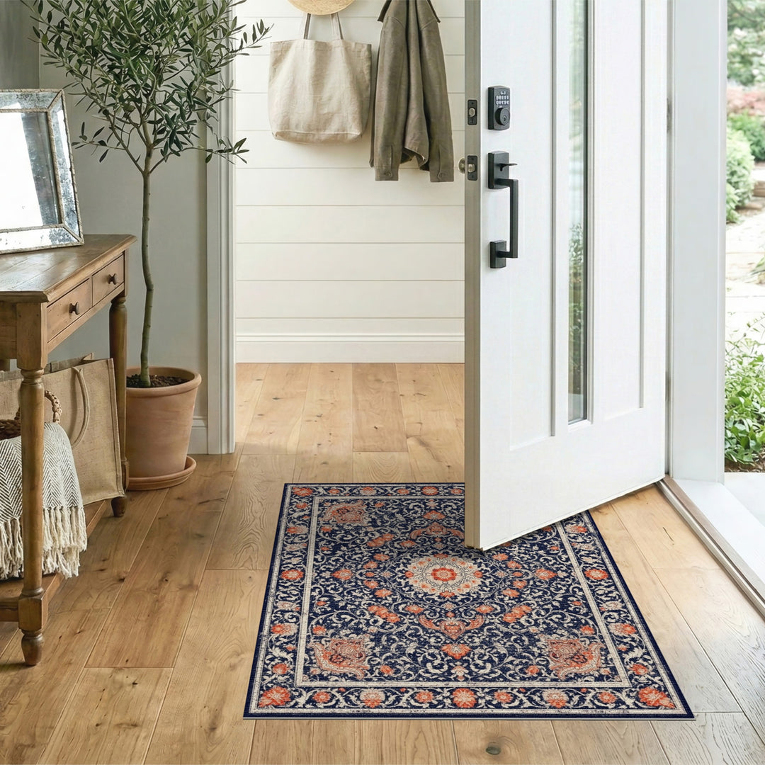 Navy Blue Traditional Persian Area Rug