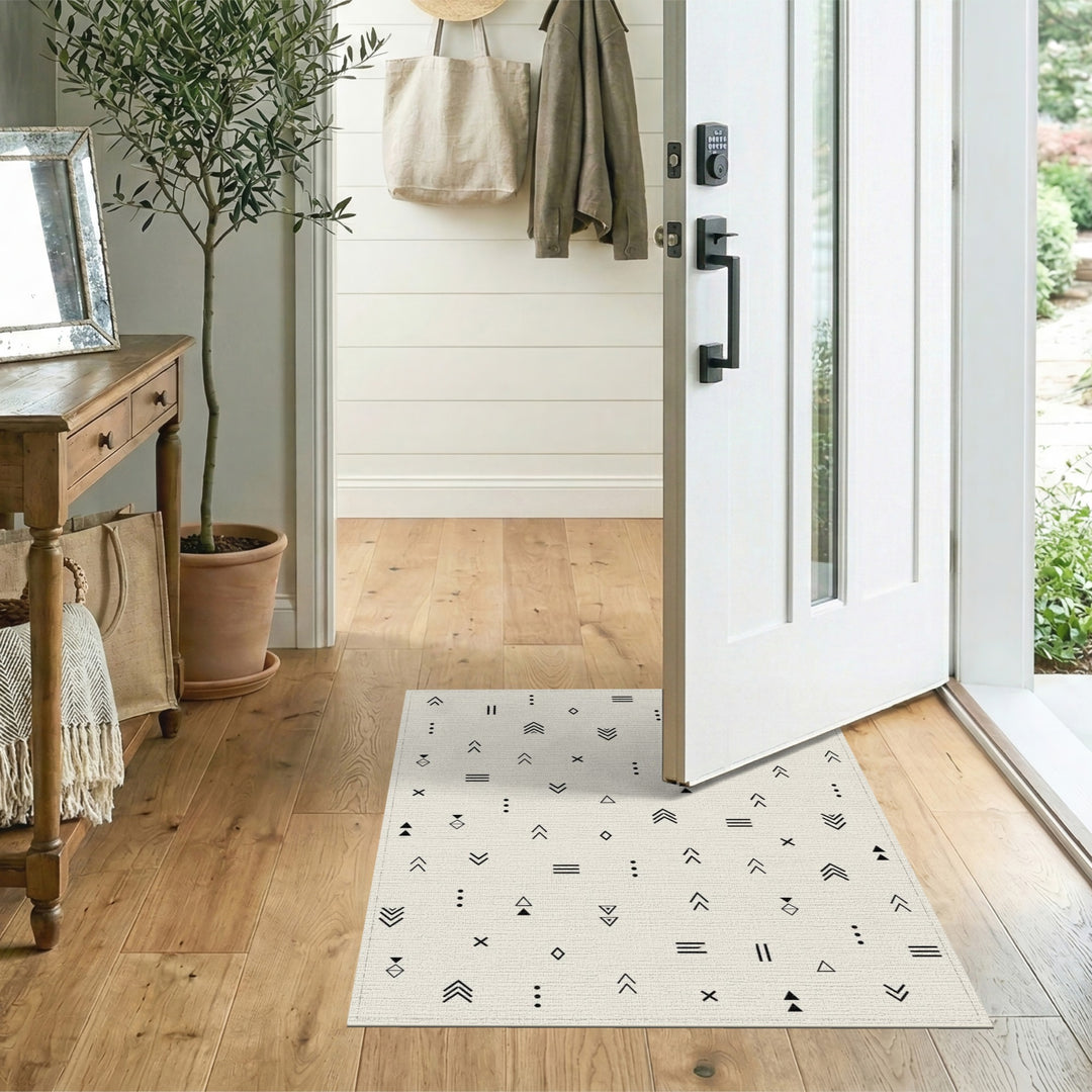 Black White Geometric Area Rug