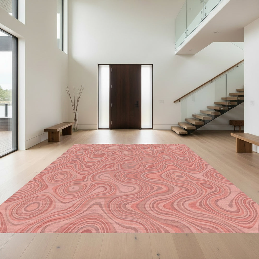 Coral Swirl Wood Grain Rug