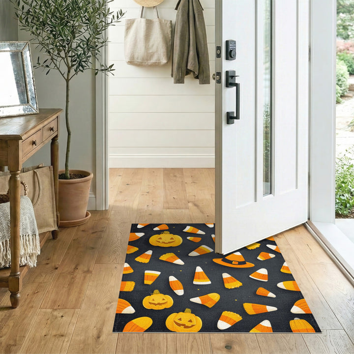 Halloween Pumpkin Candy Corn Kids Area Rug