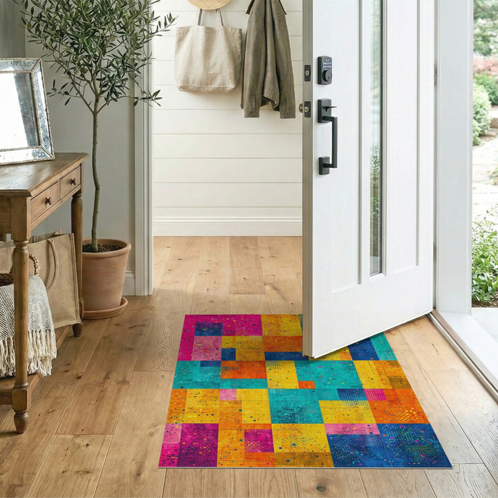 Vibrant Multi-Color Geometric Area Rug