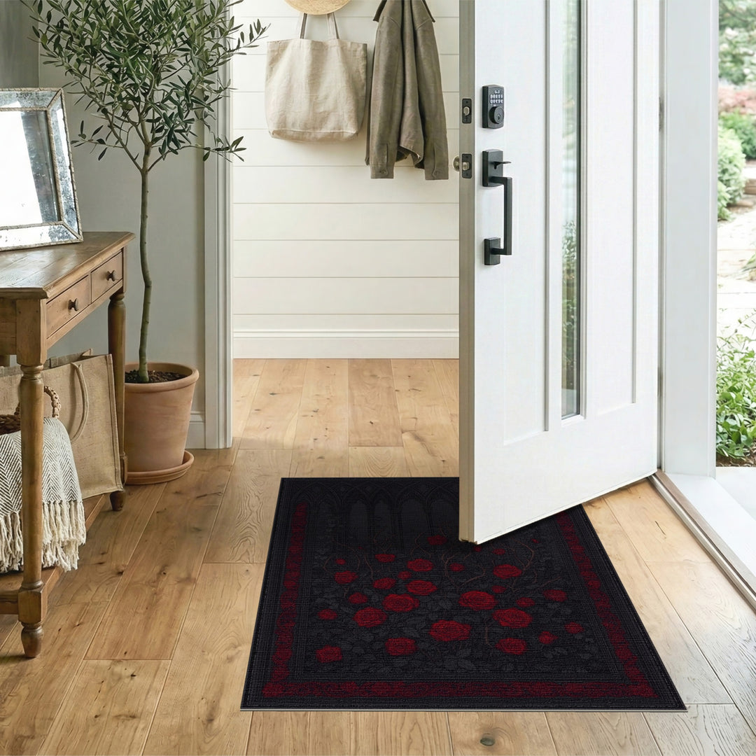 Gothic Red Rose Area Rug