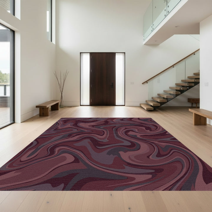 Deep Plum Swirl Marble Rug