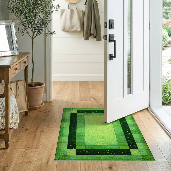 Geometric Modern Green Geometric Mosaic Area Rug