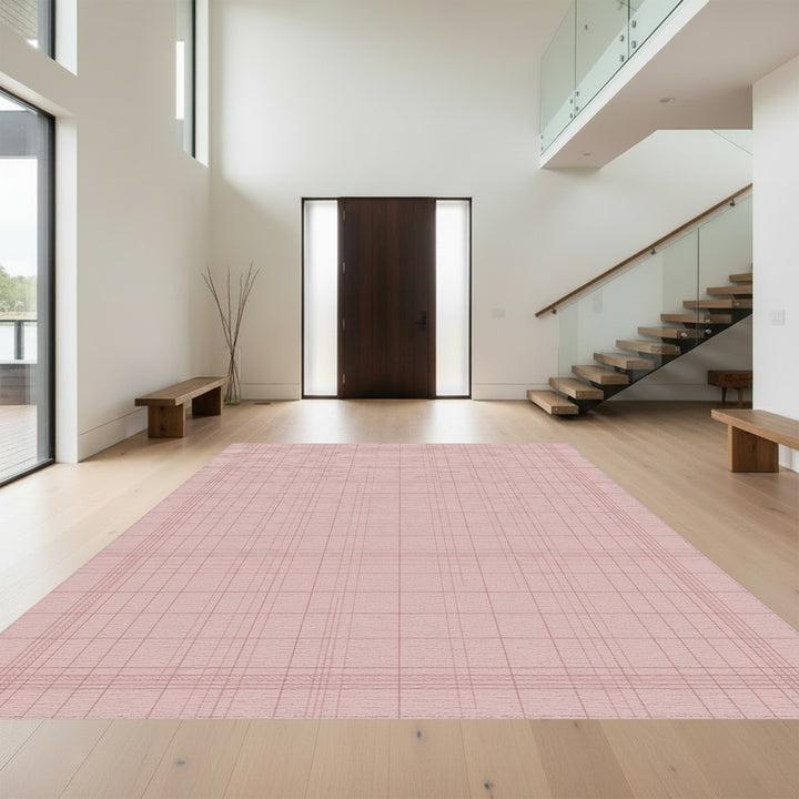 Dusty Rose Plaid Grid Rug