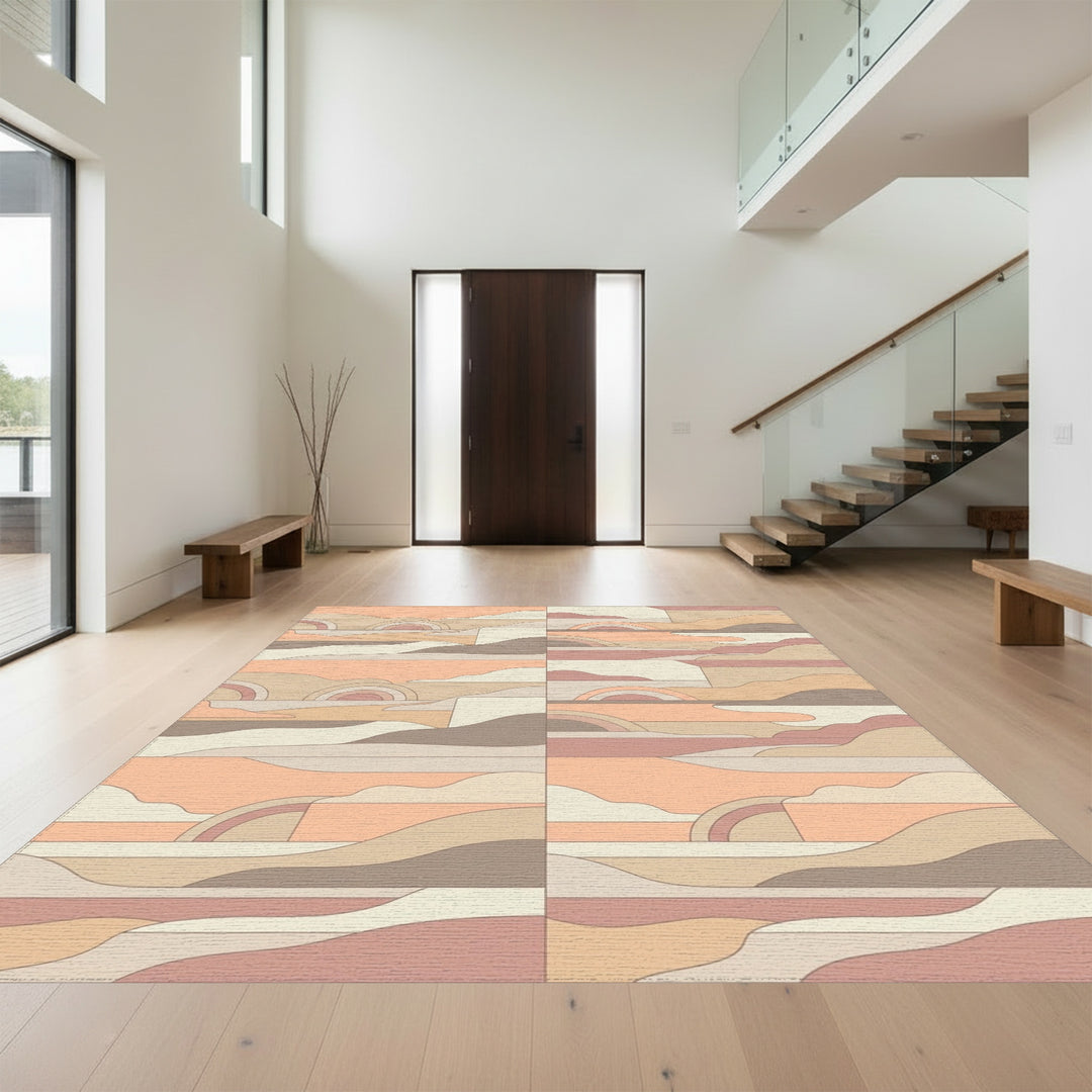 Calming Peach Landscape Arc Rug