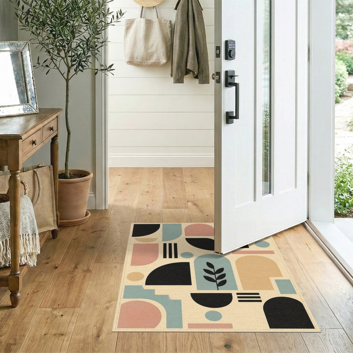 Multi-color and Patterns Modern Geometric Beige Area Rug