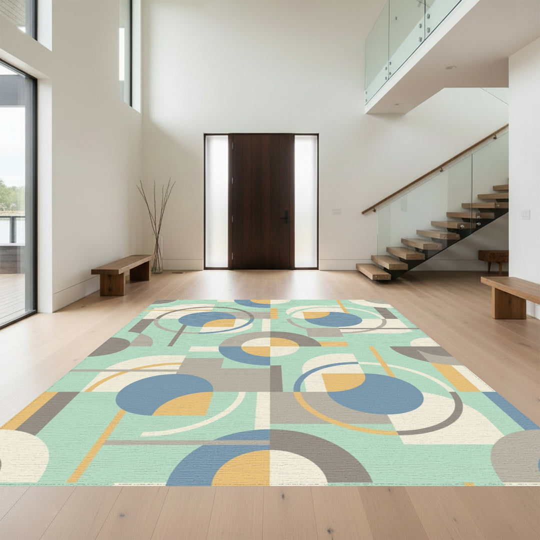 Geometric Midcentury Modern Circles Rug