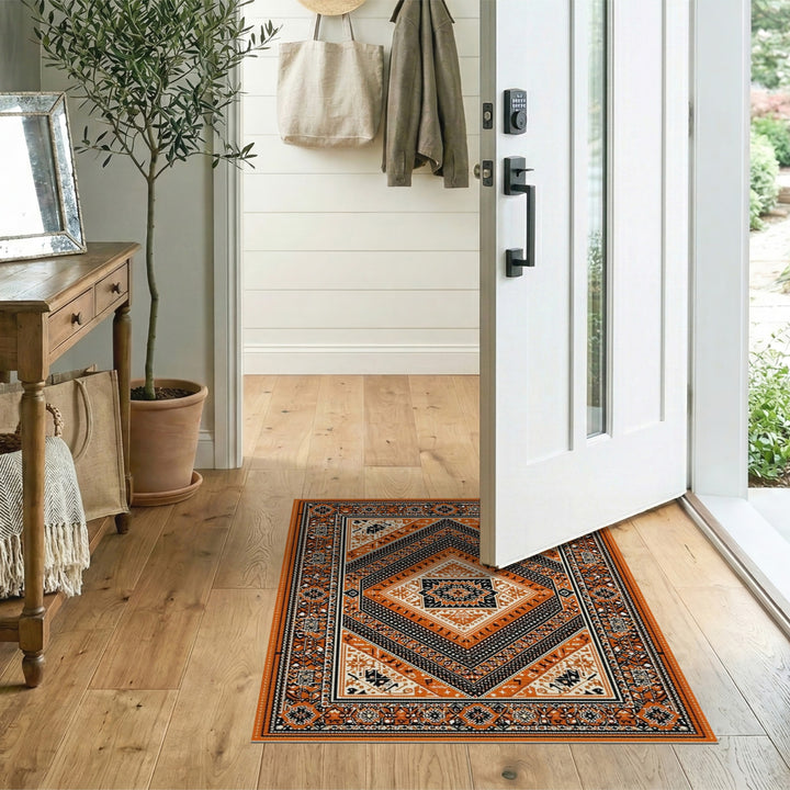 Orange Southwestern Diamond Southwestern Area Rug